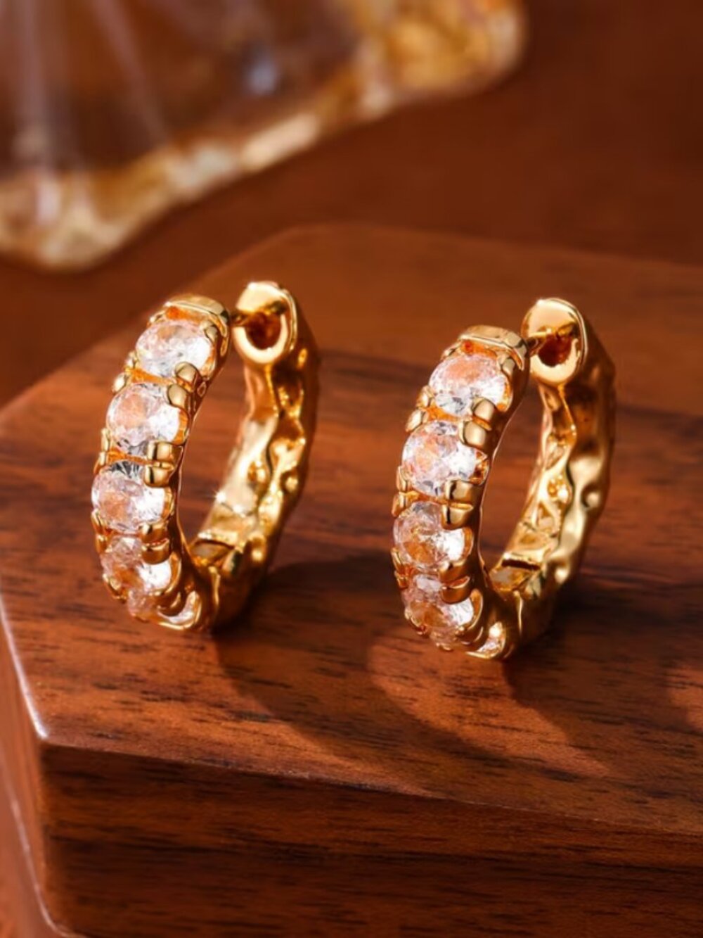 18K Gold Womens 2ct Diamond Small Hoop Earrings Ladies New 18 K Silver Jewelry